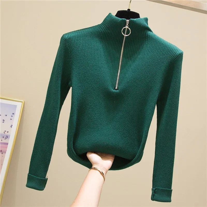 Hot Sale Long Sleeves Women Turtleneck Sweater Autumn Winter High Quality Warm Blouse Slim Women's Solid Color Knitwear Sweater