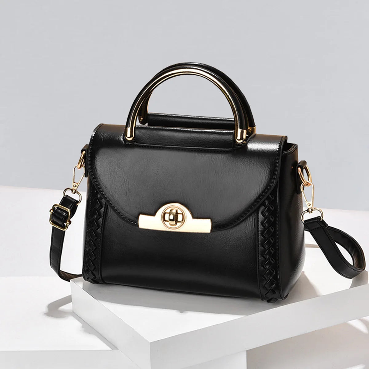 Pu Leather Handbag 2025 Fashion Small Bag High Quality Weaving Handbag Metal Lock Fashion Latest Women's Crossbody Bag