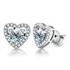 0.5CT Color Moissanite Diamond Unusual Heart Halo Stud Earrings for Women 925 Sterling Silver Wedding Luxury Jewelry