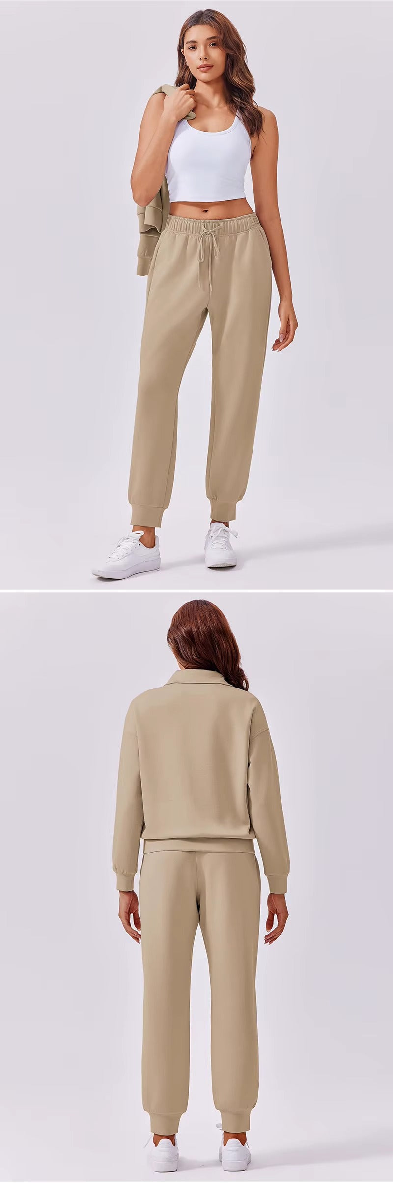 Sets for Women 2025 Fall Travel Outfits Long Sleeve Tracksuit Joggers Sets Half Zip Sweatsuit Matching Set
