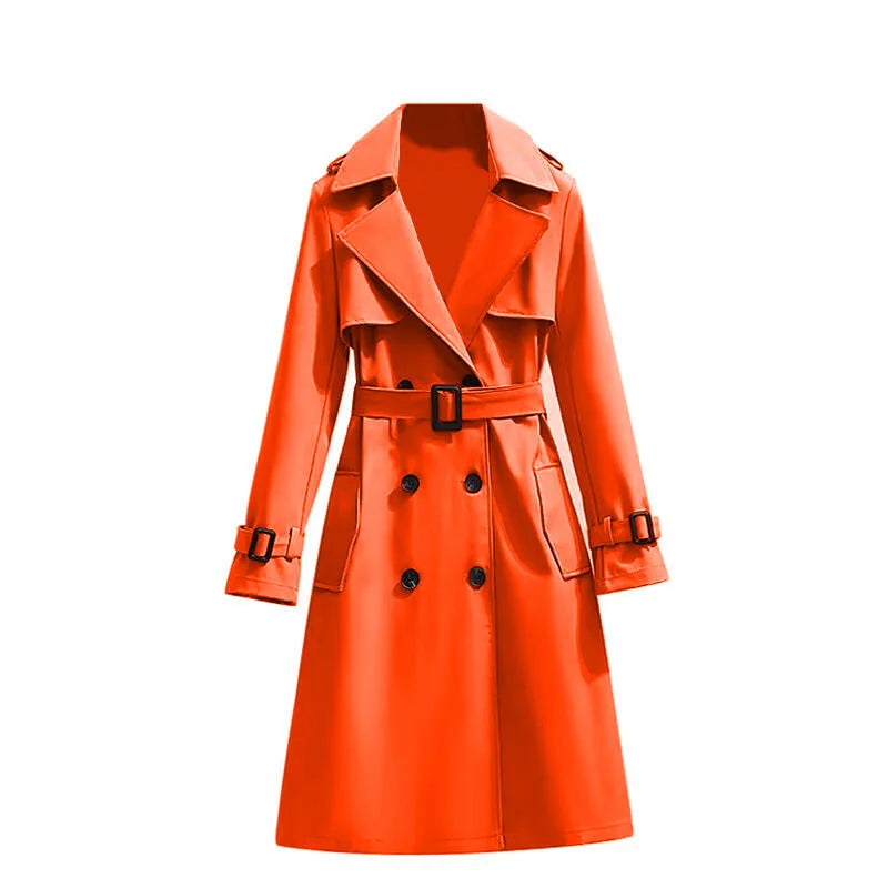 2025 Spring Autumn New Fashion Women's Korean Style Elegant Casual Mid-Length Trench Coat Long Sleeves Button Women's Overcoat