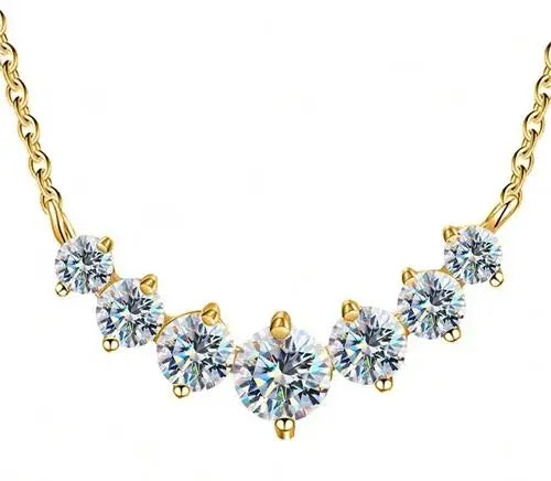 925 Silver Gold Plated GRA Eternity 0.5ct 7 VVS D Color Moissanite Diamond Stone Necklace Chain Engagement Women Fine Jewelry