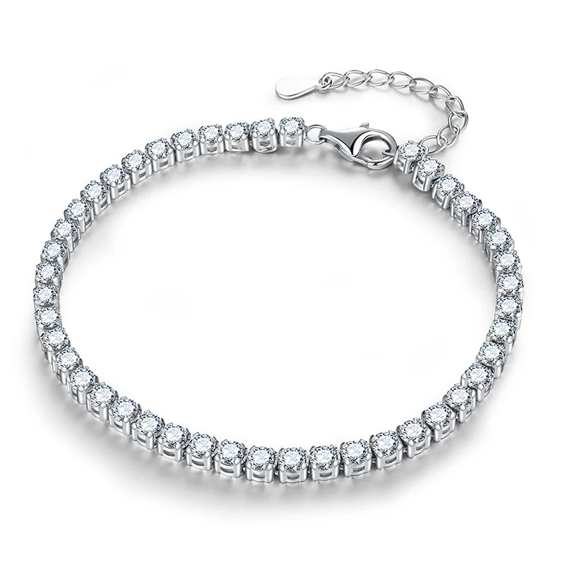 Real Moissanite Diamond Tennis Bracelet 0.1ct for Women 925 Sterling Silver White Gold Plated Eternity Wedding Fine Jewelry