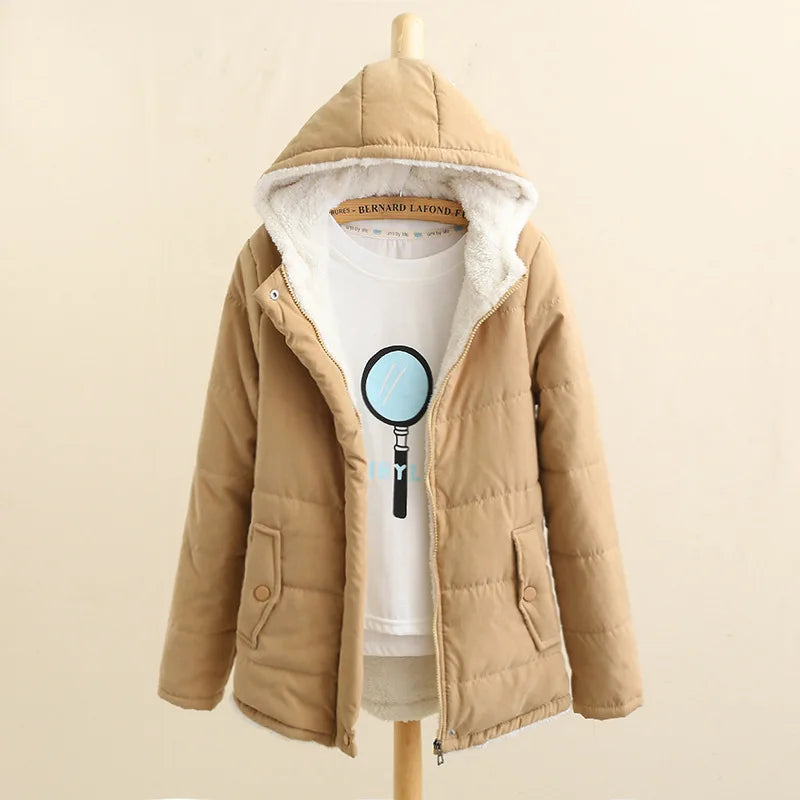 Girls Women Jackets and Coats 2025 Fashion High Quality Plain Hooded Warm Winter Coats for Ladies Women