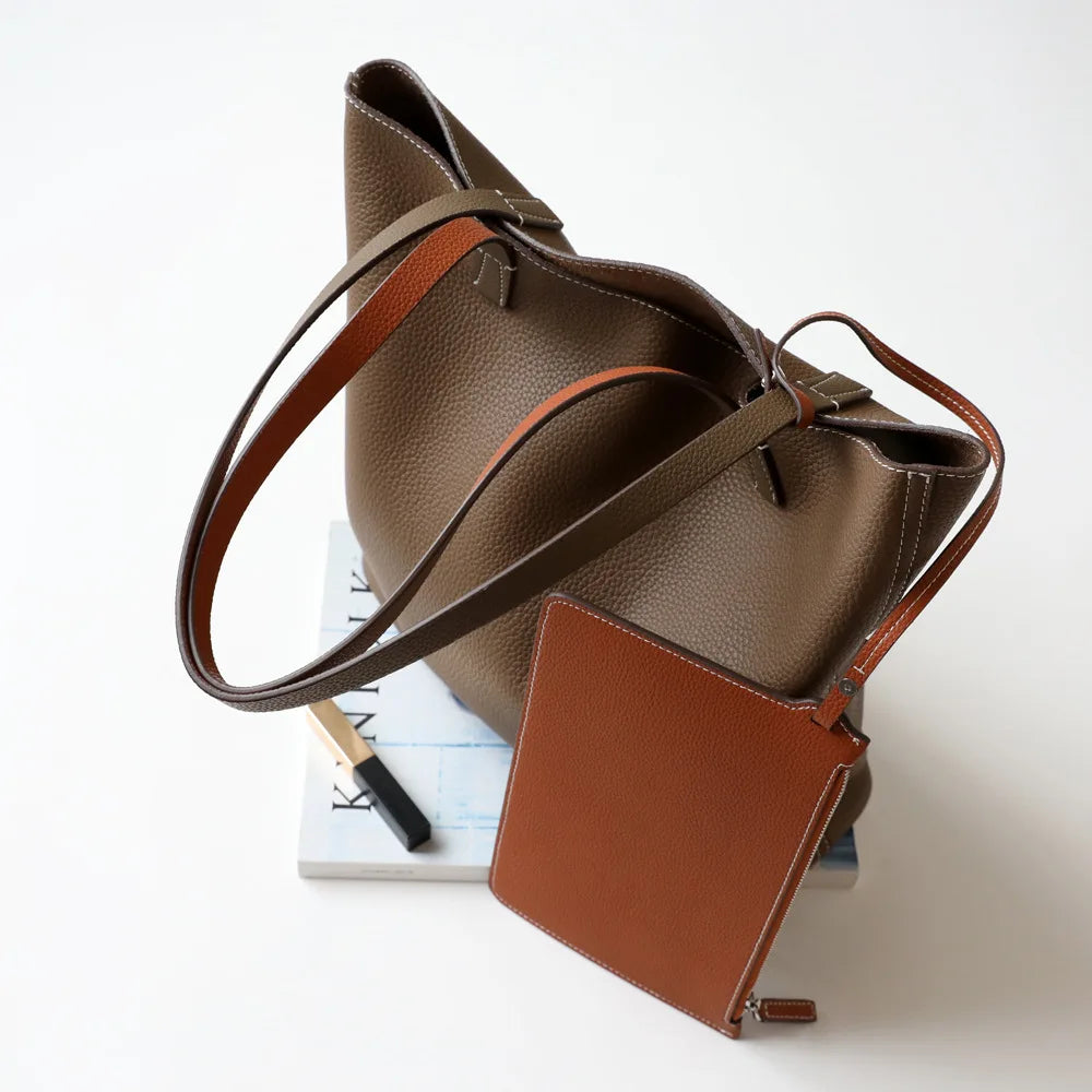 Trendy Large Capacity Luxury Women Shoulder Tote Handbags Fashionable Lady Daily Use Bags Genujne Leather Bag