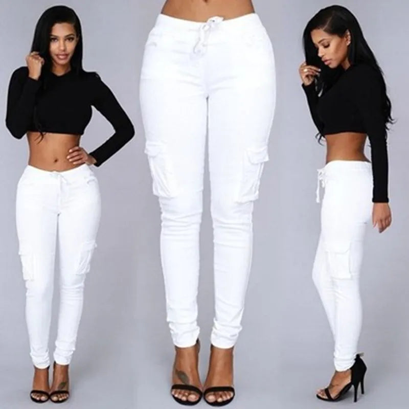 Fall Spring and Summer Pencil Pants Hot Wholesale Women's Pants Overalls Multi-bag Drawstring With Belt Casual Pants