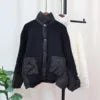 New Autumn Winter Spliced Cotton Jacket Knitted Cardigan Women's Loose Design Sweater Jacket