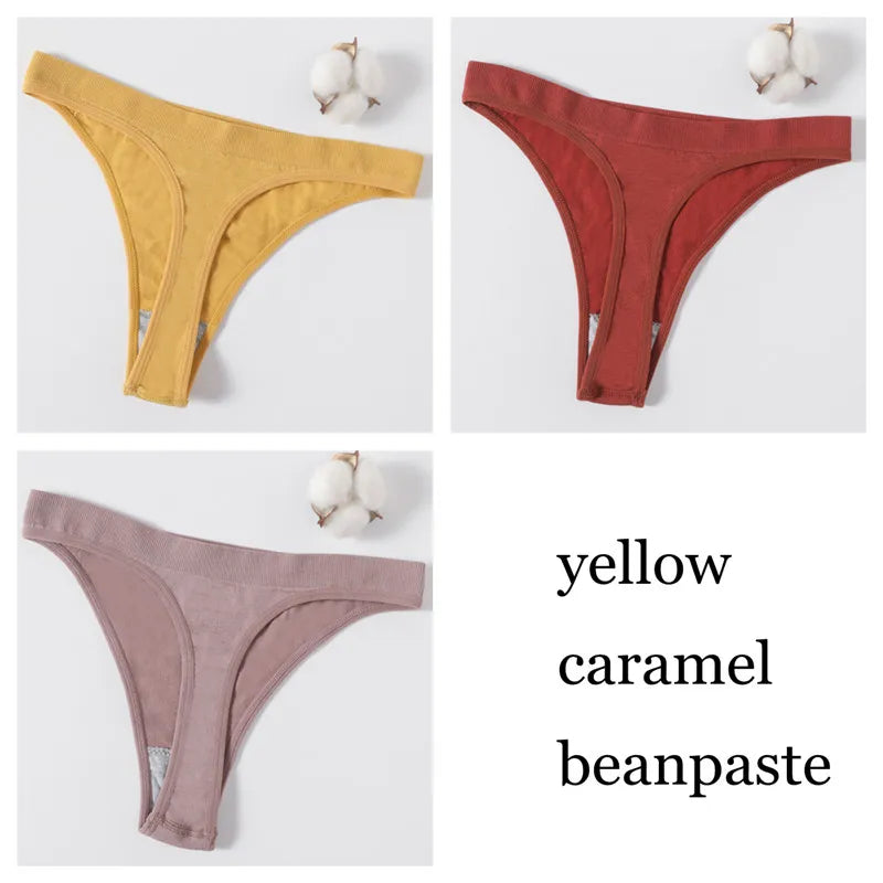 3Pcs/Set Seamless G-string Women Panties Sexy Thongs High Waist Underwear Female Underpants Sports Solid Bottom Sexy Lingerie
