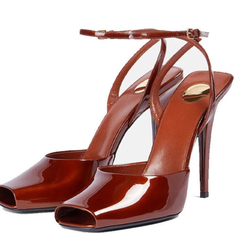 New Open Toe Front Sandals Ankle Lace up Strap Heels for Ladies