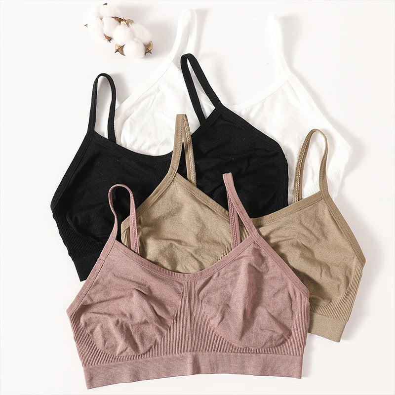 Women Push Up Tube Tops Seamless Sport Bras No-pads Soft Crop Top Female Non-wired Underwear Solid Color Intimates Sexy Lingerie