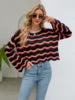 2025 Sweaters for Women O Neck Striped Long Sleeve Pullover Sweater Loose Oversized Fashion Knitted Sweater