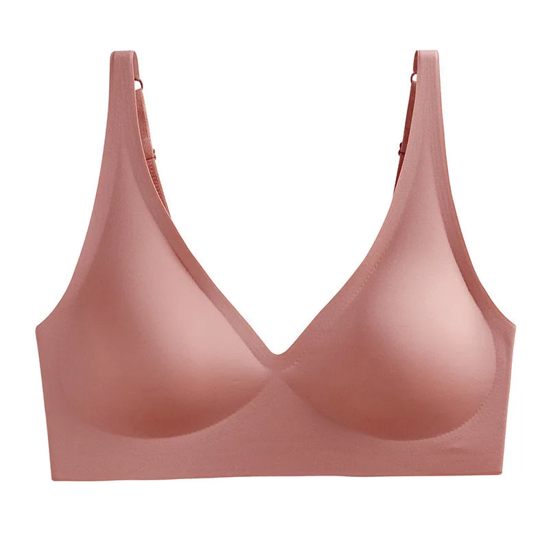 Push Up Seamless Bras For Women Non-wire Brassiere V-neck Sports Bralette Removable Padded Underwear Female Lingerie Intimates