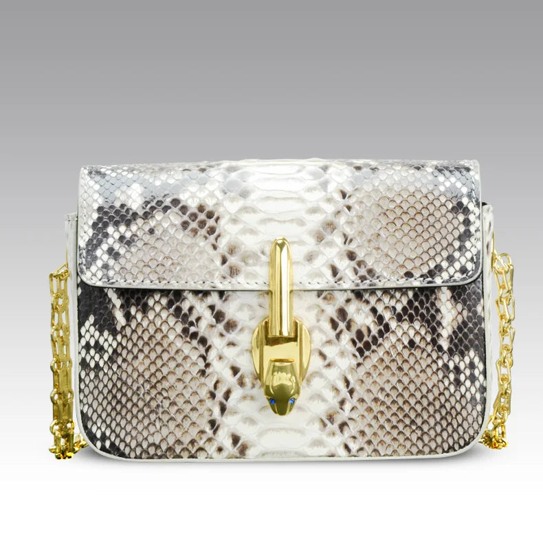 Custom Luxury Real Snake Skin Leather Chain Women Evening Designer Mini Crossbody Flap Bag Handbag Purse for Women