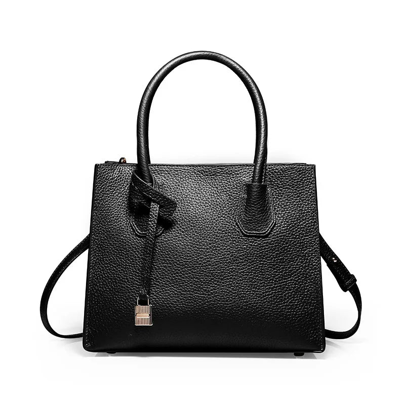 2025 Famous Designer Genuine Cowhide Leather Handbag for Women Casual Tote with Zipper Closure Classic Brand