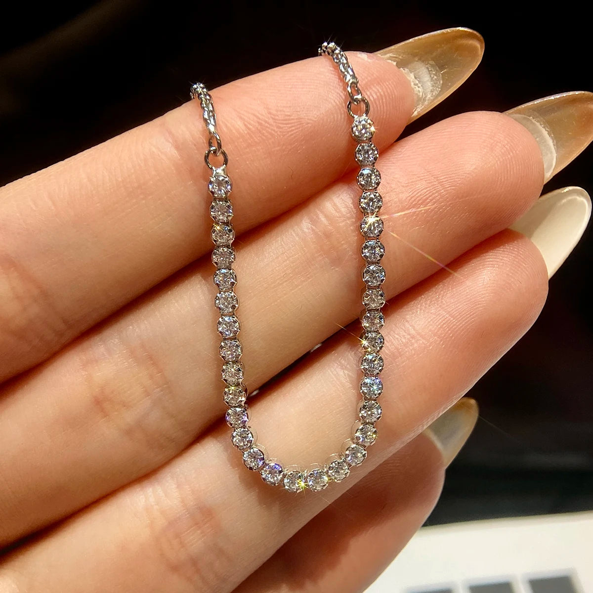 Real 2mm Moissanite Diamond Bracelet for Women Birthday Gift 925 Sterling Silver White Gold Plated Wedding Fine Quality Jewelry
