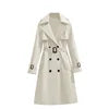 2025 Spring Autumn New Fashion Women's Korean Style Elegant Casual Mid-Length Trench Coat Long Sleeves Button Women's Overcoat