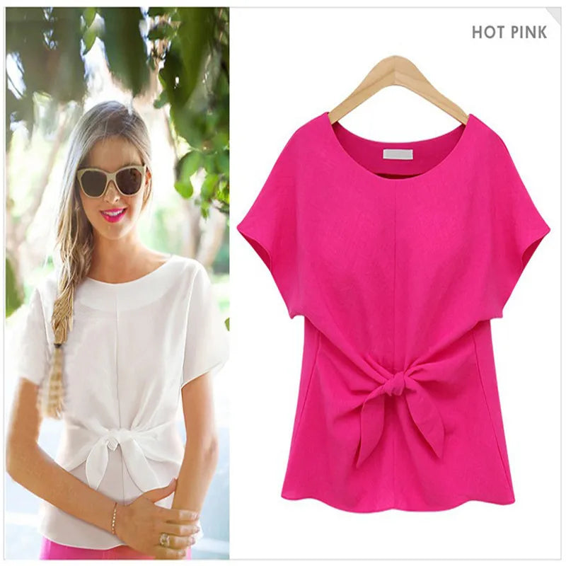 2025 Customize Available Plus Size Chiffon Blouse and Shirts for Summer Short Sleeve Women Clothing Fashionable Loose Shirts