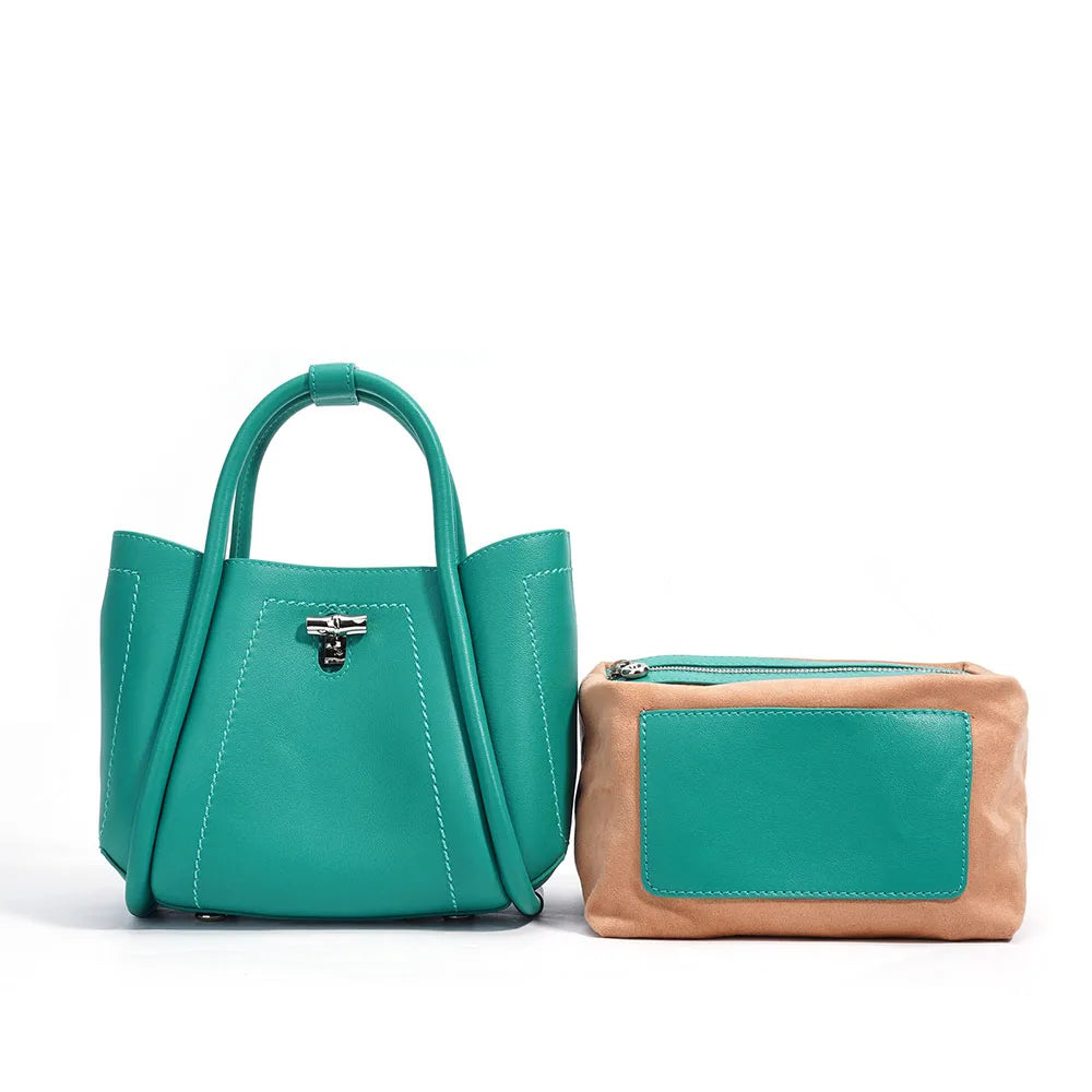 Custom New Design Genuine Cowhide Leather Shoulder Bag High Quality Tote Style Crossbody Handbag Vintage Style for Ladies