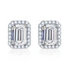 925 Sterling Silver GRA Certified 1CT Emeralds Radiant Cut D Color Moissanite Diamond Wedding Stud Earrings Women Fine Jewelry