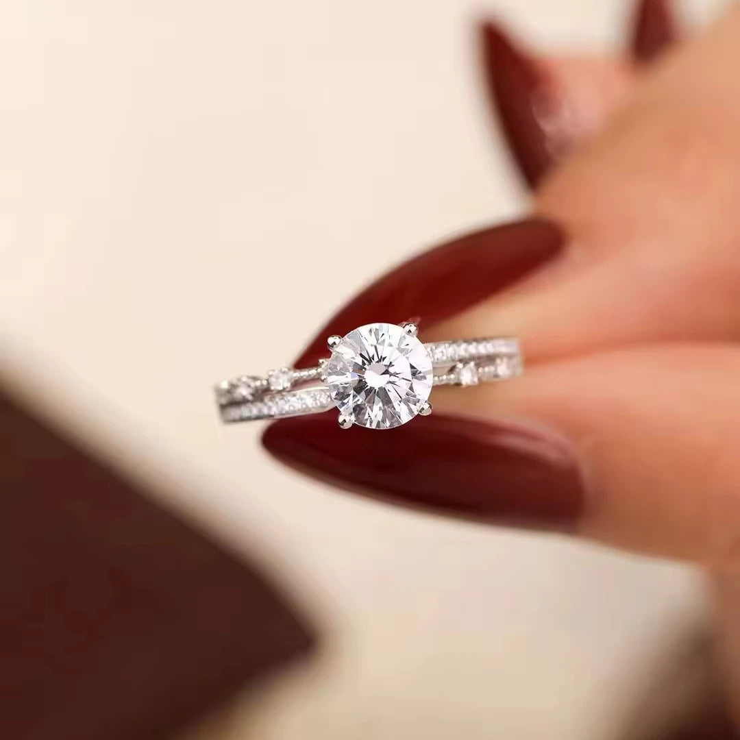 Stylish Minimalist 18K Gold and Natural Diamond Engagement Ring New Silver Dainty Fine Jewelry for Ladies and Couples