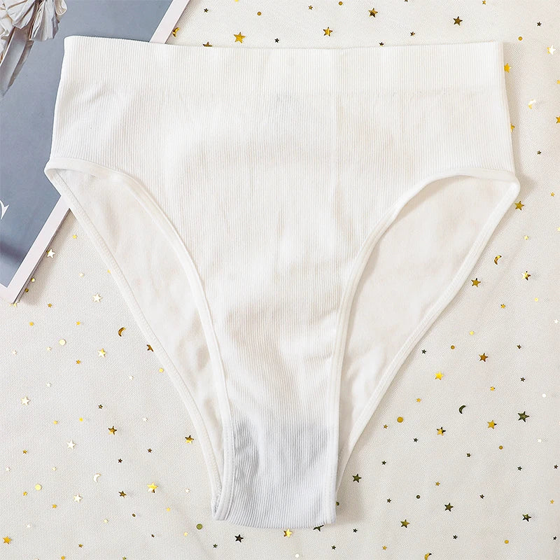 1Pc High Waist Panties For Women Sport Seamless Briefs High-Leg Cut Underpants Female Sexy Lingerie Solid Color Underwear