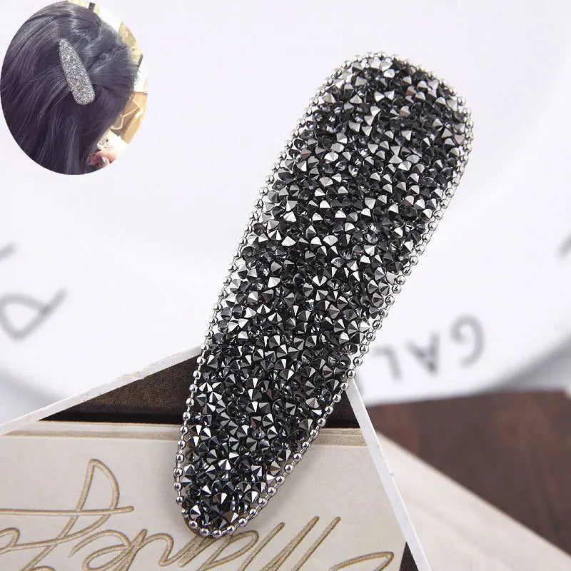 Korean Full Crystal Hair Barrettes Women Hair Pins Jewelry Waterdrop Rectangle Geometric Hair Clip Hair Accessories Girls Gift
