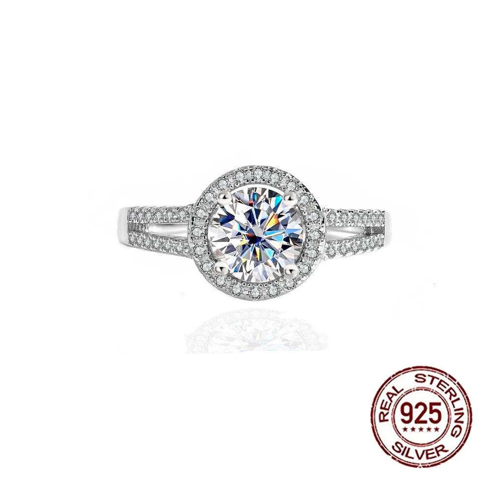 Premium Round Cubic Zircon S925 Sterling Silver Wedding Bridal Ring for Women Luxurious Hand Jewelry