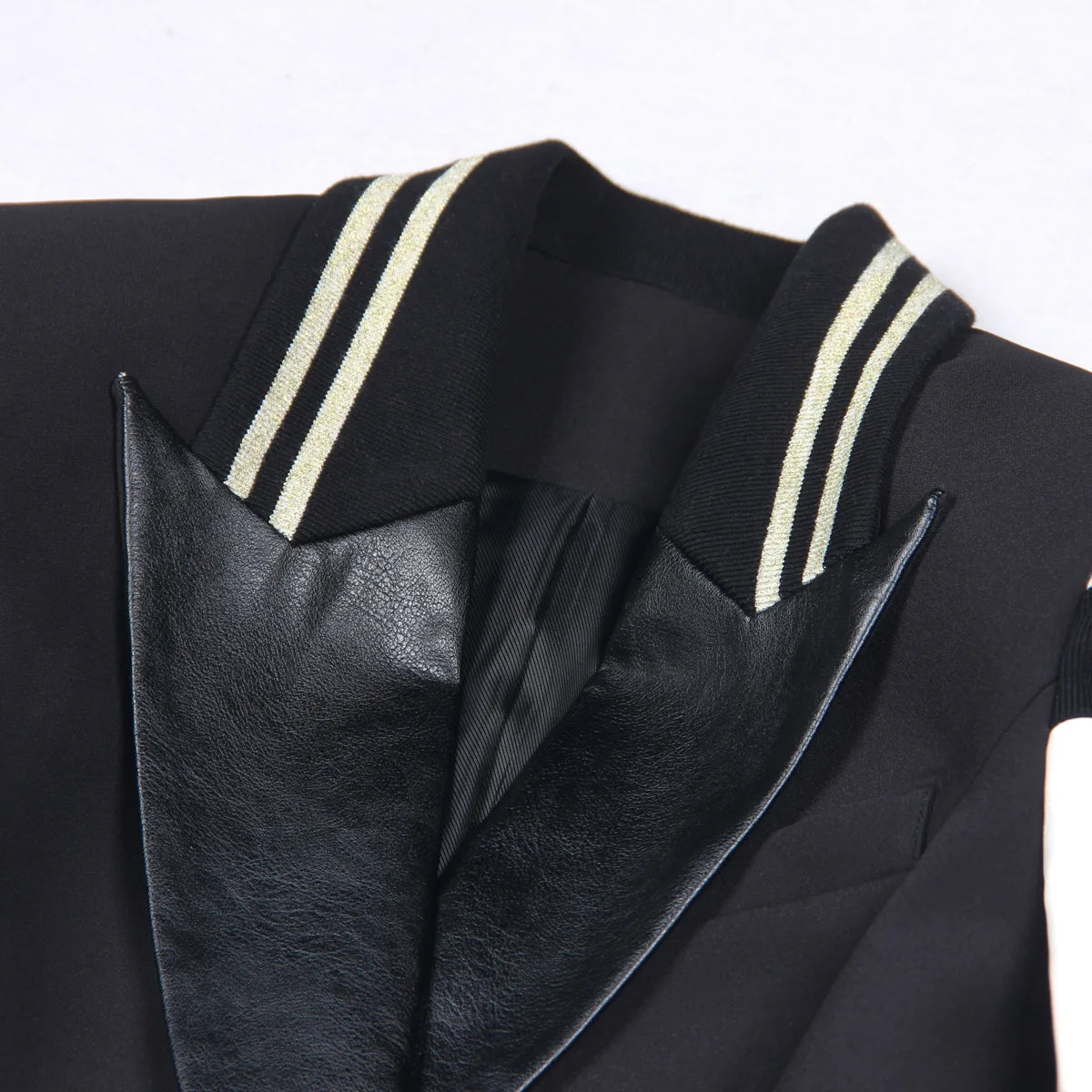 FASHINOWA Women Clothing Long Sleeve Leather Patchwork Double Breasted Women Baseball Coat Jacket