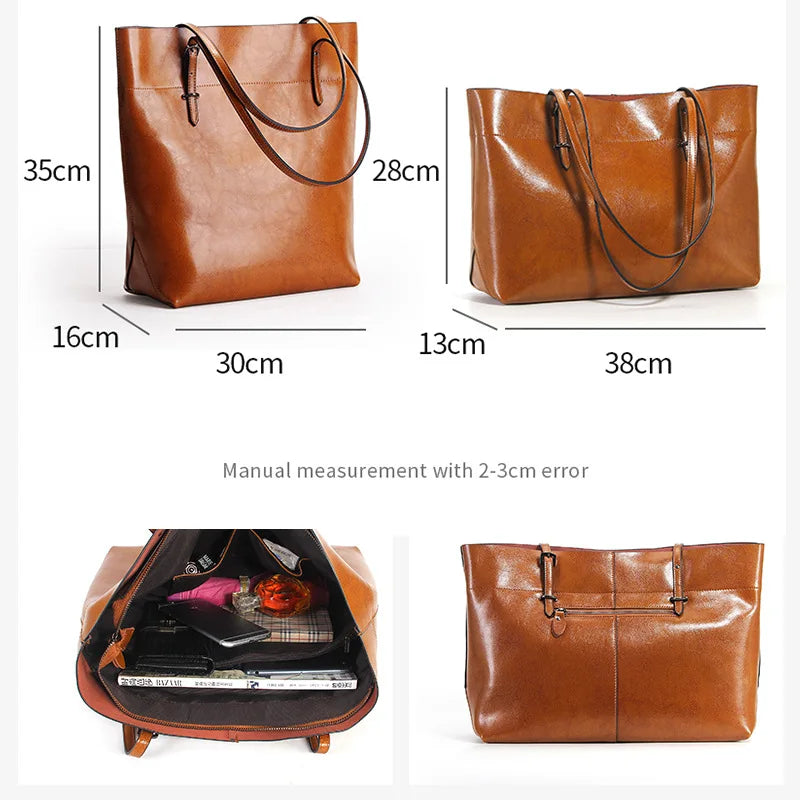 2025 Genuine Leather New Arrival Genuine Cowhide Leather Ladies Tote Bag Luxury Women Leather Handbag