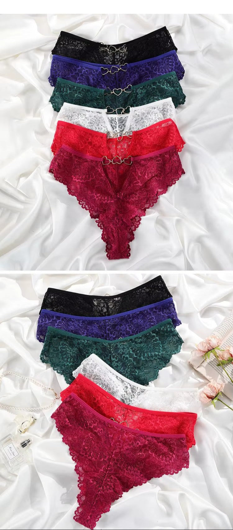 Women Hollow Out Underwear Women Panties Heart Accessory High Waist Sexy Secret Lace G-string Thong Brief Seamless Panty