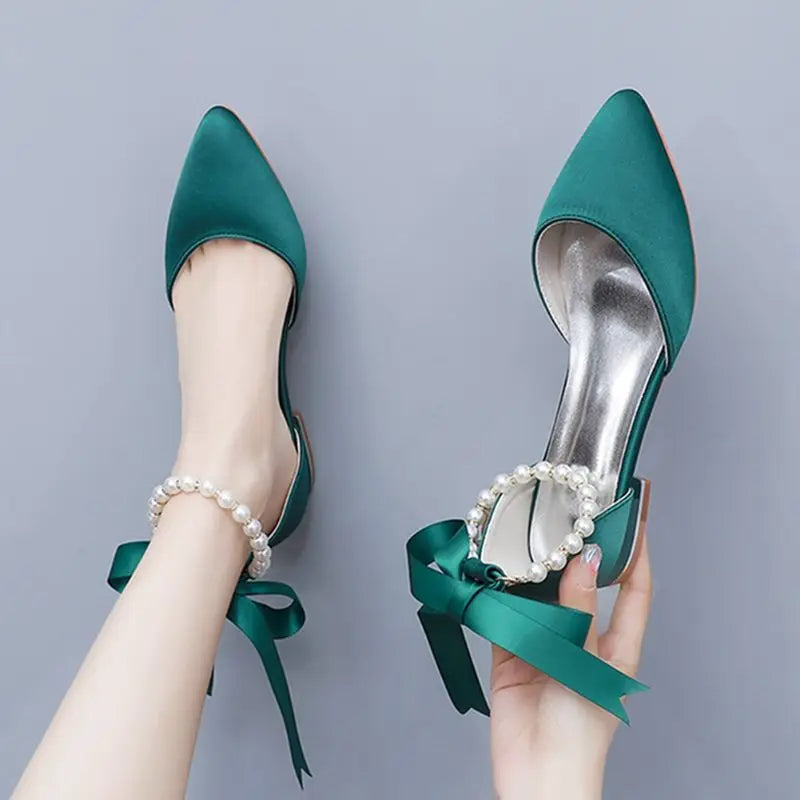 High Quality Woman Shoes Pointed Female Pearl Shoes Office Ladies Pump Flat Shoes for Women