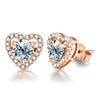 0.5CT Color Moissanite Diamond Unusual Heart Halo Stud Earrings for Women 925 Sterling Silver Wedding Luxury Jewelry