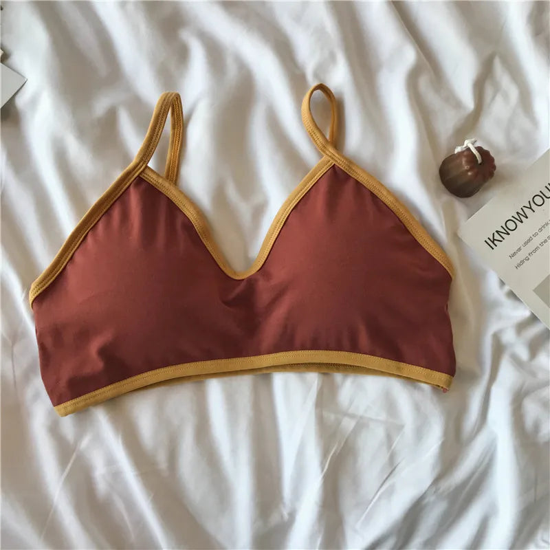 Women Non-wire Bra Cotton Brassiere Sexy Lingerie Female Push Up Bra Comfort Tube Top Underwear Small Cup Removable Pads