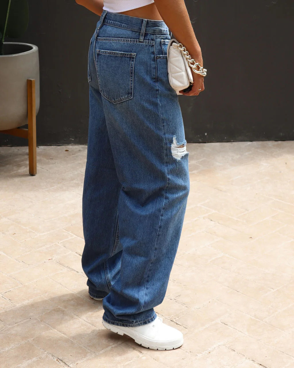 Women Jeans 2025 Ripped Straight Blue Jeans Femme Plus Size Washed Long Denim Jeans Women