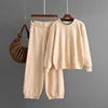 Winter Two Piece Outfit Cozy Knitted Crew Neck Pullover and Relaxed Fit Trousers Casual Fashion Clothing Set