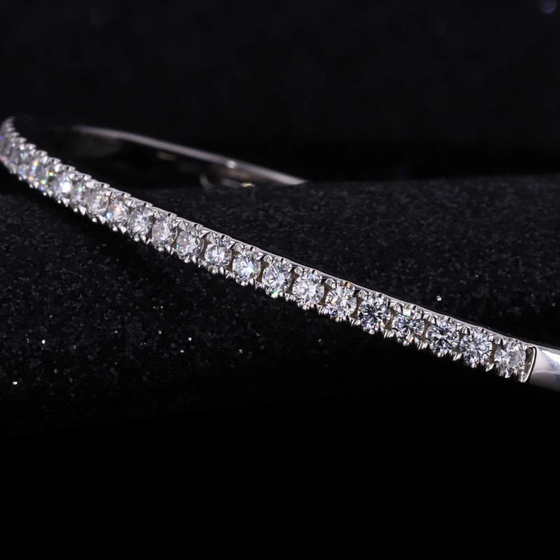 MomentWill 18k White Gold Bracelet Bangle Gold e VVS Clarity Round Shape DEF Moissanite