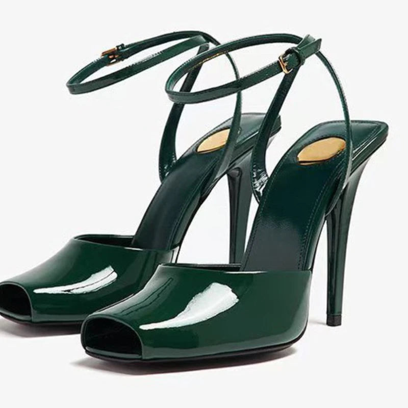 New Open Toe Front Sandals Ankle Lace up Strap Heels for Ladies