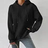 2025 Women Ladies Autumn Plus Size Casual Solid Color Embroidery Sweater Knit Hooded Lace-up Long Sleeve Hoodies