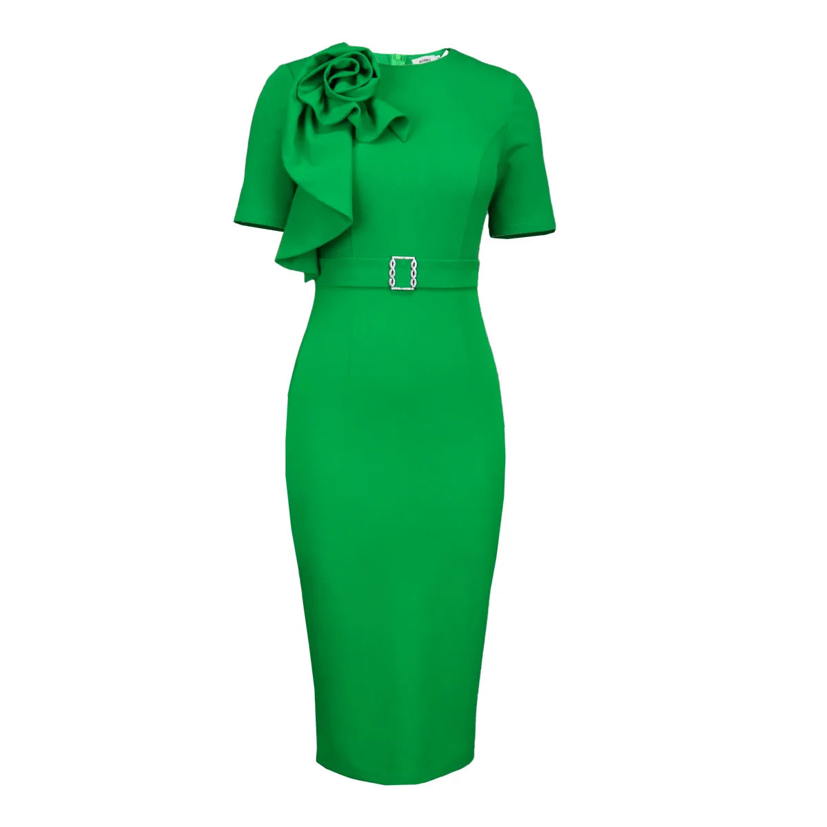 2025 New Women's 3D Floral Applique Dress - Plus Size Evening Gown High Waist Cocktail Party Dress with Elegant A-Line Skirt