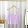 None Sweet Women S Nylon M Summer Womens Fashion Solid Color Square Neck Doublelayer Sling Slimfit Vest Top