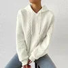 2025 Women Ladies Autumn Plus Size Casual Solid Color Embroidery Sweater Knit Hooded Lace-up Long Sleeve Hoodies