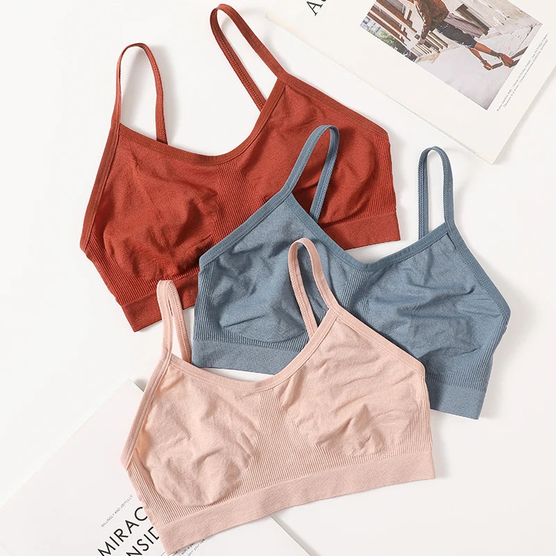 Women Push Up Tube Tops Seamless Sport Bras No-pads Soft Crop Top Female Non-wired Underwear Solid Color Intimates Sexy Lingerie