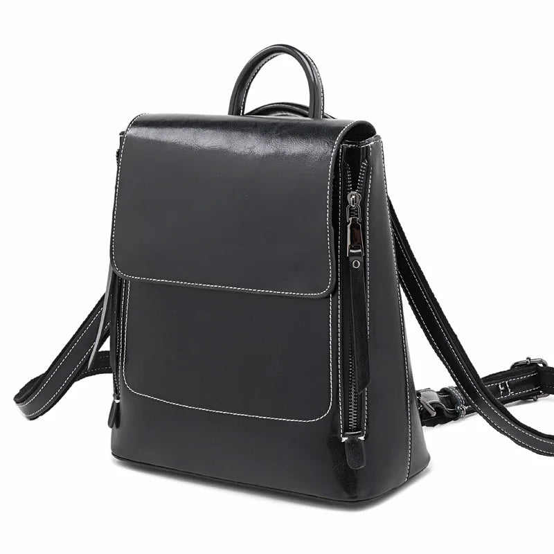 Genuine Leather Large Capacity Backpack for Girls ,Women Famous Brand Designer's Classics with Custom Logo Summer Cover Closure