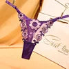 Lady Panties Elegant Floral Embroidery Lace Thong Set for Women Low Waist Hollow Out Underwear with Elastic for Wedding
