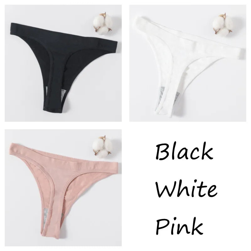 3Pcs/Set Seamless G-string Women Panties Sexy Thongs High Waist Underwear Female Underpants Sports Solid Bottom Sexy Lingerie