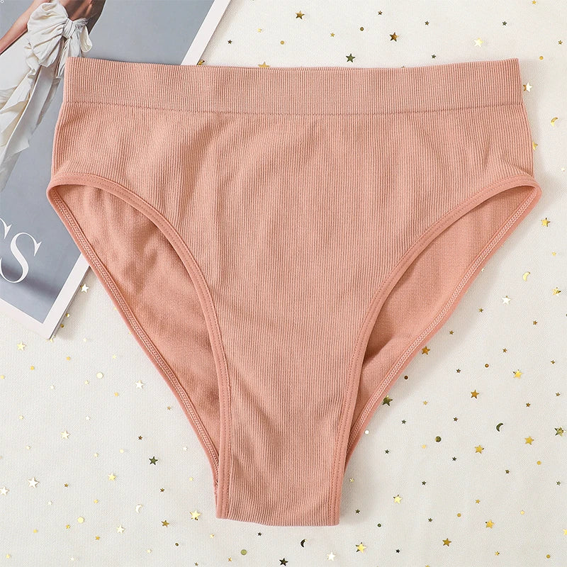 1Pc High Waist Panties For Women Sport Seamless Briefs High-Leg Cut Underpants Female Sexy Lingerie Solid Color Underwear
