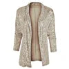 Glitter Long Sleeved Temperament Medium Length Small Suit Lapel Color Coat for Women