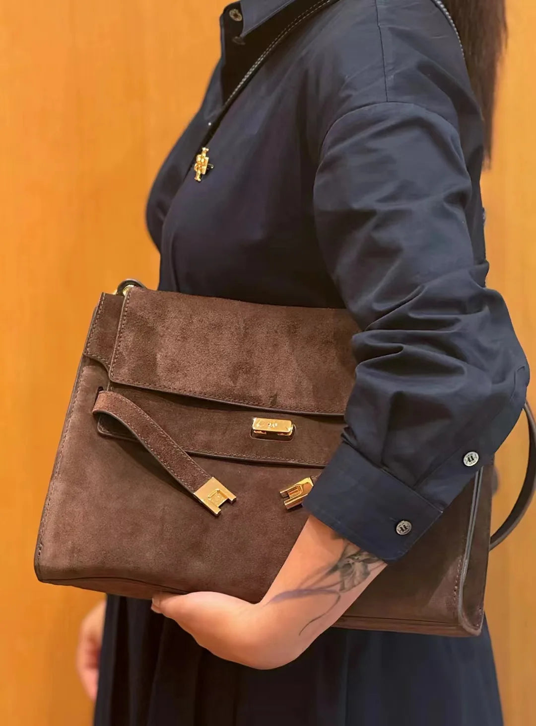 Advanced Suede Armpit Bag Doublelee Frosted Cowhide Genuine Leather Tote Shoulder Bag for Women Autumn Winter New Collection