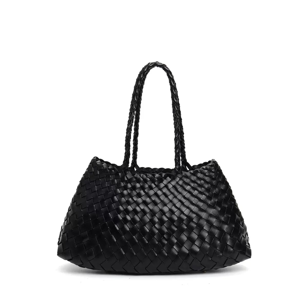 Luxury Tanned Cowhide Genuine Braided Leather Woven Shoulder Bags Large Capacity Soft Hand-woven Women's Bags with Cotton Pouch