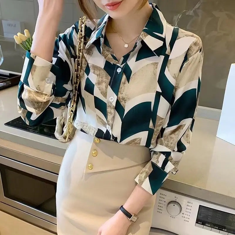 2025 Women Tops and Blouses Floral Chiffon High Quality Blouses Elegant Women Spring Fashion Blouses for Women